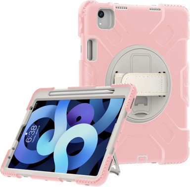 NIKCORP Robusna zaštitna maska za iPad Pro 11" s rotirajućim stalkom 360° i držačem za olovku, ružičasta